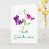 Sweet Peas Verjaardag Kaart - Italiaans Groeten (Gele Bloem)