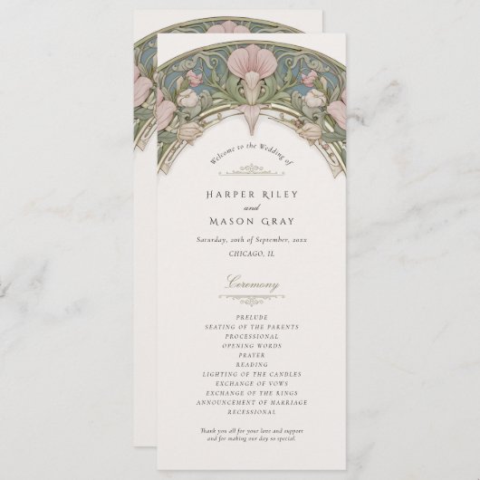 Sweet Peas Wedding Ceremony Program Kaart (Voorkant / Achterkant)