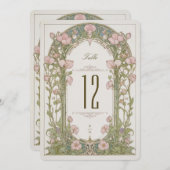 Sweet Peas Wedding Table Number Card Kaart (Voorkant / Achterkant)