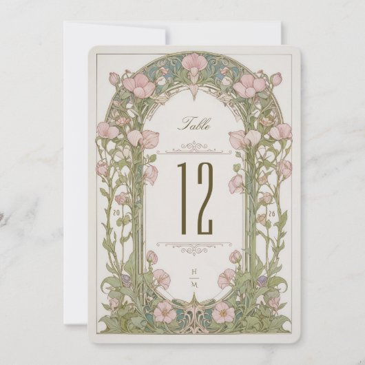 Sweet Peas Wedding Table Number Card Kaart (Voorkant)