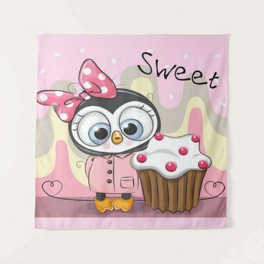 Sweet Penguin Cupcake Wandkleed (Voorkant)