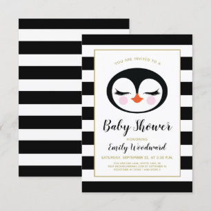 Sweet Penguin Face Baby shower Invitation Kaart