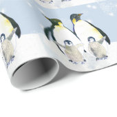 Sweet Penguin Family Kerstfeestdag Cadeaupapier (Rol Hoek)