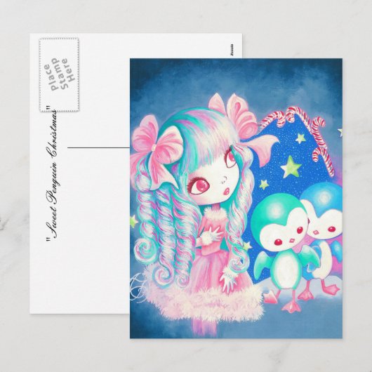 Sweet Penguin Kerstmis Feestdagenkaart (Voorkant / Achterkant)