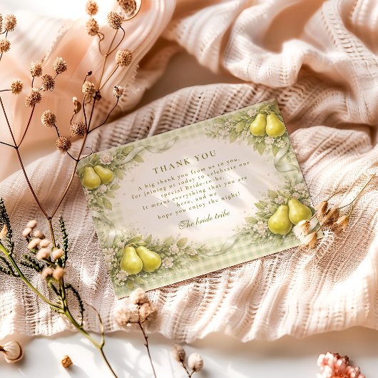 Sweet Perfect Pair Pear Bridal Shower Bedankkaart