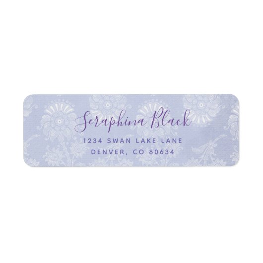 Sweet Periwinkle Paars Lace Return Address Label (Voorkant)