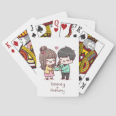 Sweet Personalized Chibi-stijl Dumpling Paar Pokerkaarten (Achterkant)