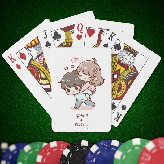 Sweet Personalized Chibi-stijl speels paar Pokerkaarten