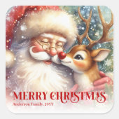 Sweet Personalized Santa Rudolph Christmas Gift  Vierkante Sticker (Voorkant)