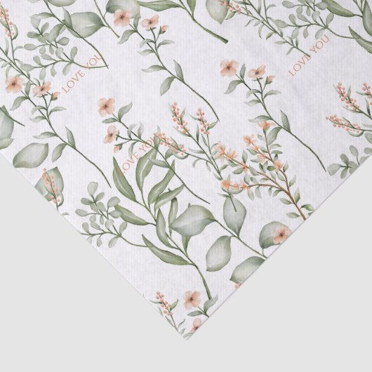 Sweet perzikfloral en groenpapier tissuepapier (Detail)