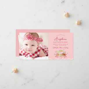 Sweet Petite Pink Blooms Baby Girl Foto geboorteda Aankondiging