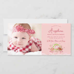 Sweet Petite Pink Blossom Baby Girl Foto geboorted Aankondiging