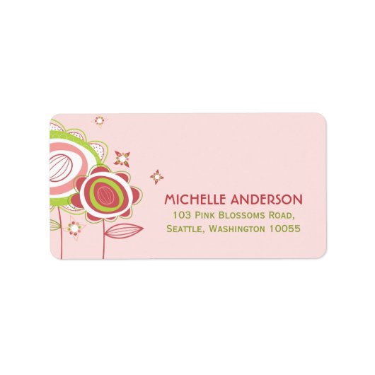 Sweet Petite Pink Blossom Floral Baby Girl Adres Etiket (Voorkant)