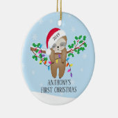 Sweet Photo Slaapy Sloth Baby's eerste Kerstmis Keramisch Ornament (Rechts)