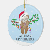 Sweet Photo Slaapy Sloth Baby's eerste Kerstmis Keramisch Ornament (Links)