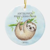 Sweet Photo Slaath Baby's Eerste Kerstmis Ornament (Voorkant)