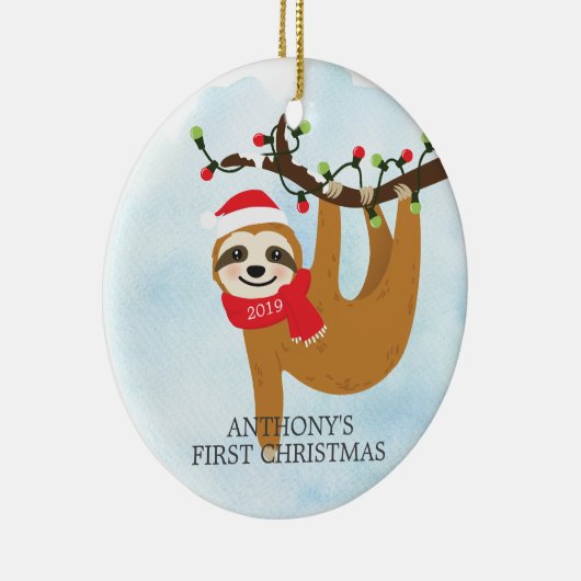 Sweet Photo Slaath Baby's Eerste Kerstmis Ornament (Rechts)