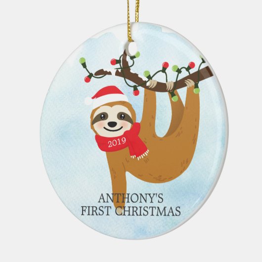 Sweet Photo Slaath Baby's Eerste Kerstmis Ornament (Links)