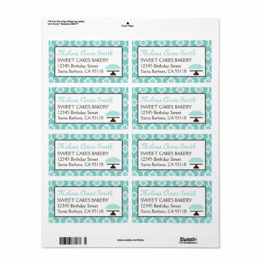Sweet Pie Business Verzendlabel Turquoise (Full Sheet)