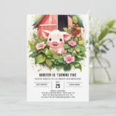 Sweet Piglet's Boho Meisje Verjaardag Kaart (Staand voorkant)