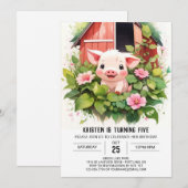 Sweet Piglet's Boho Meisje Verjaardag Kaart (Voorkant / Achterkant)