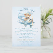 Sweet Pilot Teddy Bear First Birthday Bedankkaart (Staand voorkant)