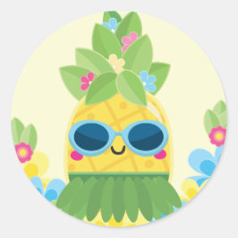 Sweet Pineapple Girls mevrouw Onederful First Birt Ronde Sticker