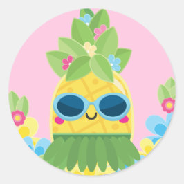 Sweet Pineapple Girls mevrouw Onederful First Birt Ronde Sticker