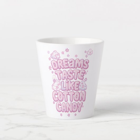 Sweet Pink Aesthetic Puffy Font Latte Mok (Voorkant)