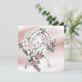 Sweet Pink and Grey Baby Girl Shower Kaart (Staand voorkant)