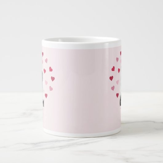 Sweet Pink and Red Heart Patterned Foto Valentijn Grote Koffiekop (Voorkant)