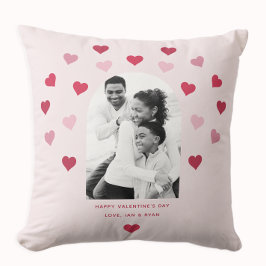 Sweet Pink and Red Heart Patterned Foto Valentijn Kussen