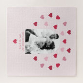 Sweet Pink and Red Heart Patterned Foto Valentijn Legpuzzel (Horizontaal)