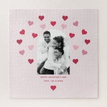 Sweet Pink and Red Heart Patterned Foto Valentijn