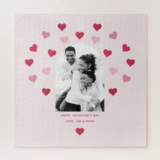 Sweet Pink and Red Heart Patterned Foto Valentijn Legpuzzel (Verticaal)