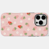Sweet Pink and Red Strawberries Monogram Case-Mate iPhone Case (Achterkant (horizontaal))