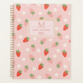 Sweet Pink and Red Strawberries Monogram Dagelijks Planner (Voorkant)