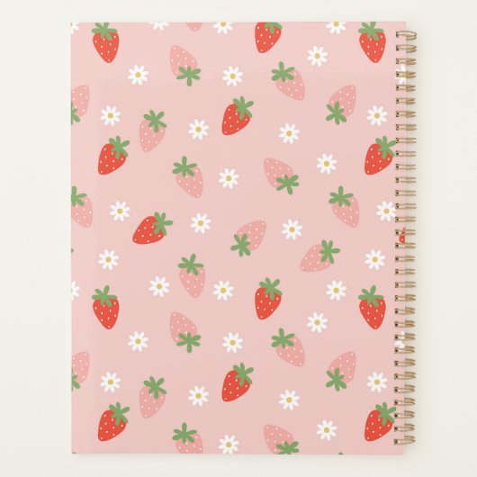 Sweet Pink and Red Strawberries Monogram Dagelijks Planner (Achterkant)