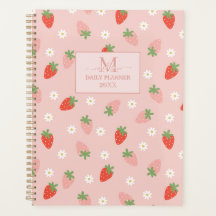 Sweet Pink and Red Strawberries Monogram Dagelijks