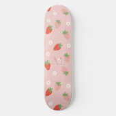 Sweet Pink and Red Strawberries Monogram Persoonlijk Skateboard (Voorkant)