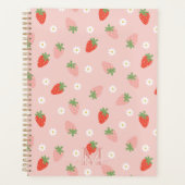 Sweet Pink and Red Strawberries Monogram Planner (Voorkant)