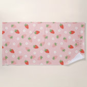 Sweet Pink and Red Strawberries Monogram Strandlaken (Voorkant)
