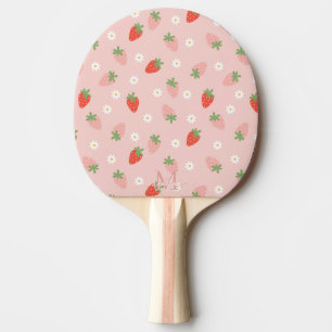 Sweet Pink and Red Strawberries Monogram Tafeltennisbatje
