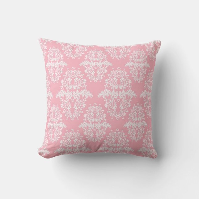 Sweet Pink and White  Damask Pattern Kussen (Voorkant)
