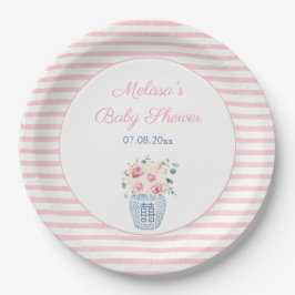 Sweet Pink and White Floral Girl Baby shower Party Papieren Bordje