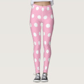 Sweet Pink and White Polka Dot Pattern Girly Schat Leggings (Voorkant)