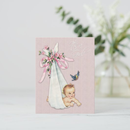 Sweet  Pink Baby Girl Shower Kaart (Staand voorkant)