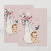 Sweet  Pink Baby Girl Shower Kaart (Voorkant / Achterkant)