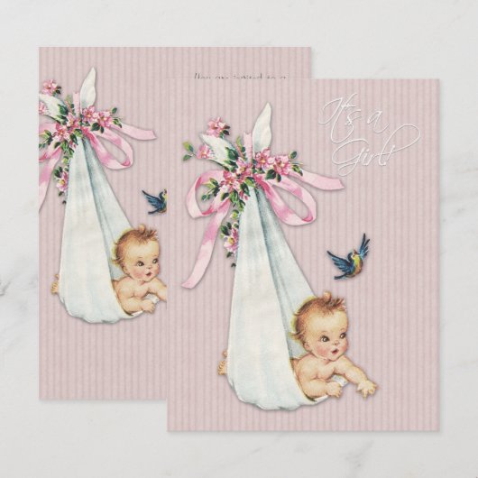 Sweet  Pink Baby Girl Shower Kaart (Voorkant / Achterkant)