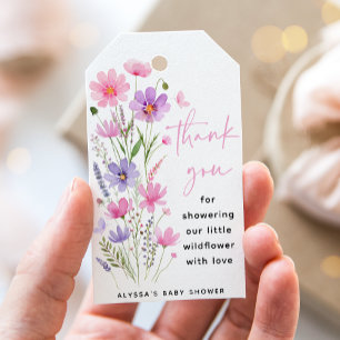 Sweet Pink Baby in Bloom Wildflower Baby shower Cadeaulabel